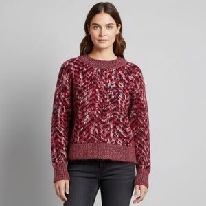 Red Black White Lightweight Mohair Wool Blend Sweater​ - Medium, made in Italy